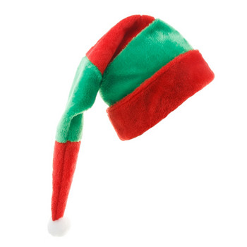 Плюшена коледна шапка с червено зелено райе Фестивално парти декорация Шапка на елф Шапка с клоун Коледен декор