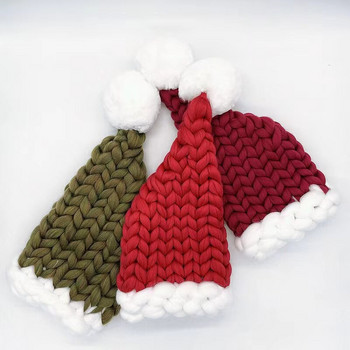 Ръчно плетена масивна коледна шапка на Дядо Коледа Уникална топла зимна ръчно изработена коледна украса Декорация на семейния дом