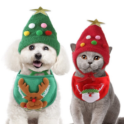 Pălărie pentru animale de companie de Crăciun, cu coarne drăguțe, prosop saliva pentru câine, pisică, accesorii pentru acoperirea capului, accesorii minunate pentru animale de companie, decorațiuni de Crăciun