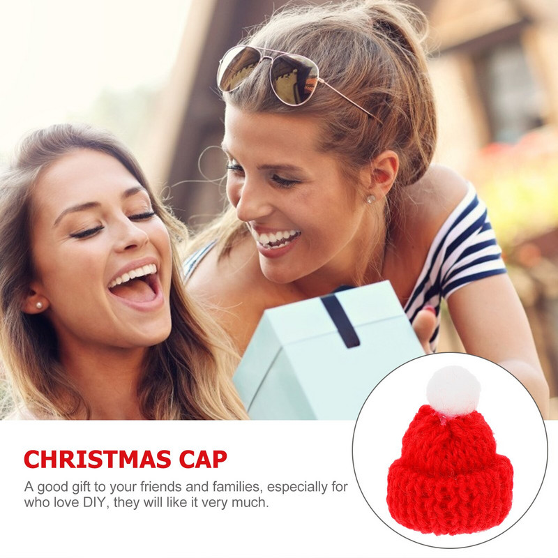 Jõulumütsid Minimüts Jõuluvana Diydoll Käsitöö Väike pidukork Koo Pisike pudel Kootud Jõululõng Kaane Dekoratsioon Clausfavors Punane