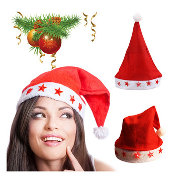 LED коледни шапки Светеща шапка Звезда Дядо Коледа Шапки за възрастни деца Navidad Xmas Decor Noel Коледна украса Коледни подаръци
