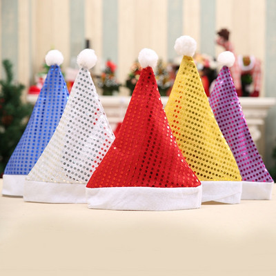 Piecas krāsas Ziemassvētku vecītis Sequins Cepures Cepures Ziemassvētku dekors Cepures Pieaugušajiem Cepures Ziemassvētku Jaungada dāvanas Mājas ballīšu piederumi Navidad 2018