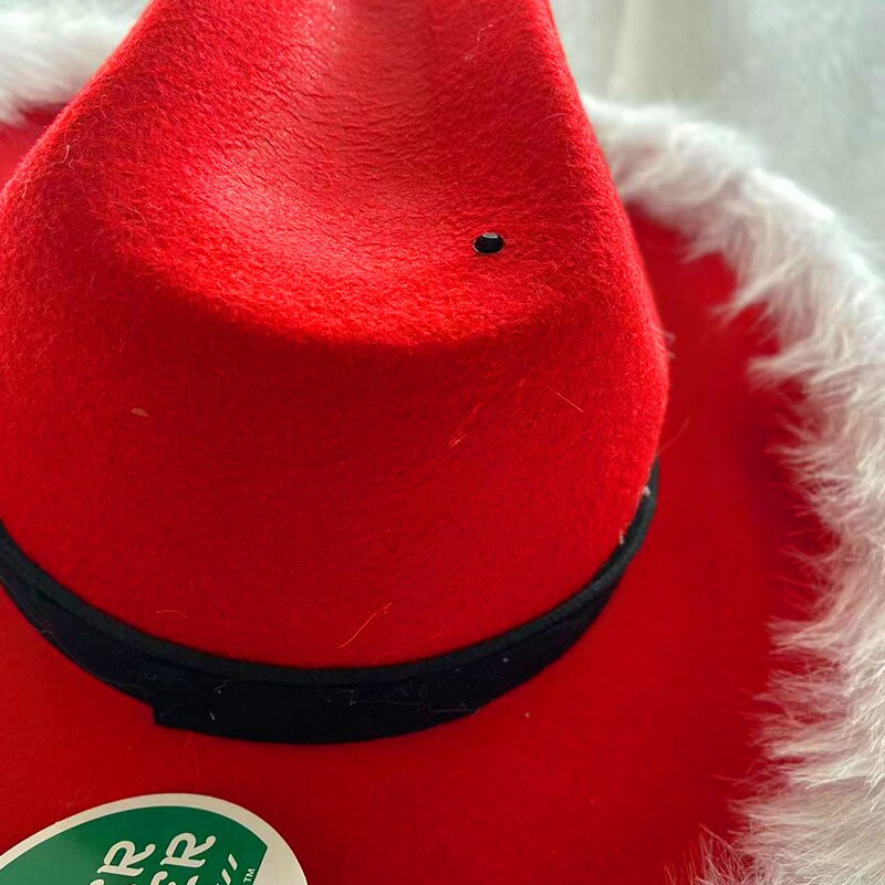 Kaubojski šešir Crveni zapadni kaubojski šešir Božićno perje Djed Božićnjak Šešir s neobrađenim obodom Pojas Kaubojski Božić Sretan Božić Dekor Nova godina 2023.