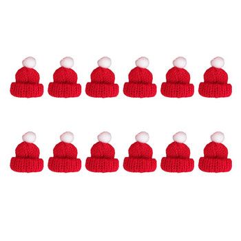 12 τμχ Καπέλα Άγιου Βασίλη Καπέλα από μάλλινο νήμα Χριστουγεννιάτικα καπέλα Μικροσκοπικά χριστουγεννιάτικα καπέλα Χριστουγεννιάτικο κάλυμμα καραμέλα Χριστουγεννιάτικο κάλυμμα