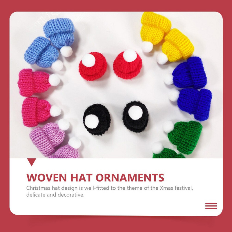 12kom kape Djeda Mraza Šeširi od vunene pređe Božićni šeširi Sićušni božićni šeširi Božićni omot za slatkiše Božićni gornji dijelovi