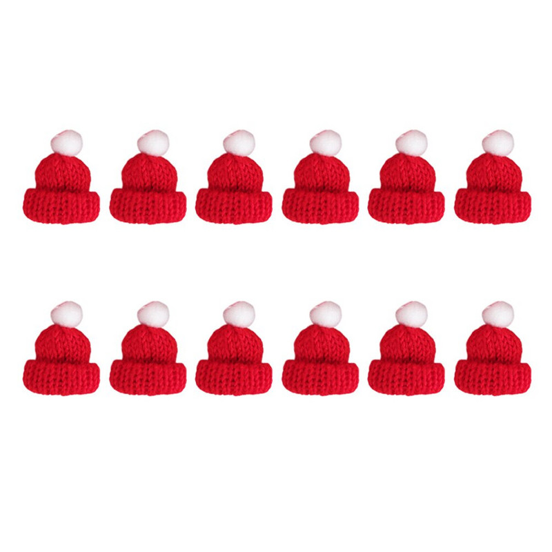 12kom kape Djeda Mraza Šeširi od vunene pređe Božićni šeširi Sićušni božićni šeširi Božićni omot za slatkiše Božićni gornji dijelovi