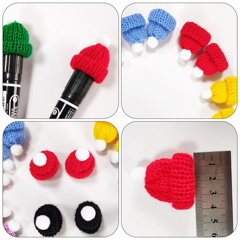 12kom kape Djeda Mraza Šeširi od vunene pređe Božićni šeširi Sićušni božićni šeširi Božićni omot za slatkiše Božićni gornji dijelovi