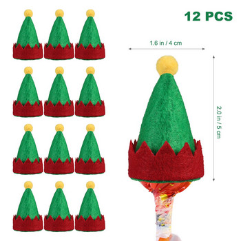 Καπέλο Χριστουγεννιάτικο Mini Lollipop Candysanta Elf Hats Candies Decor Bottles Bottle