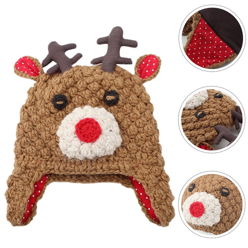 Müts Talvine Lastele Soe kootud Nokamüts Põhjapõdra jõulumüts Tüdrukutele Kingitus Hirvele isikupärastatud väikelapse sarved
