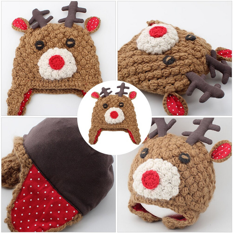 Müts Talvine Lastele Soe kootud Nokamüts Põhjapõdra jõulumüts Tüdrukutele Kingitus Hirvele isikupärastatud väikelapse sarved