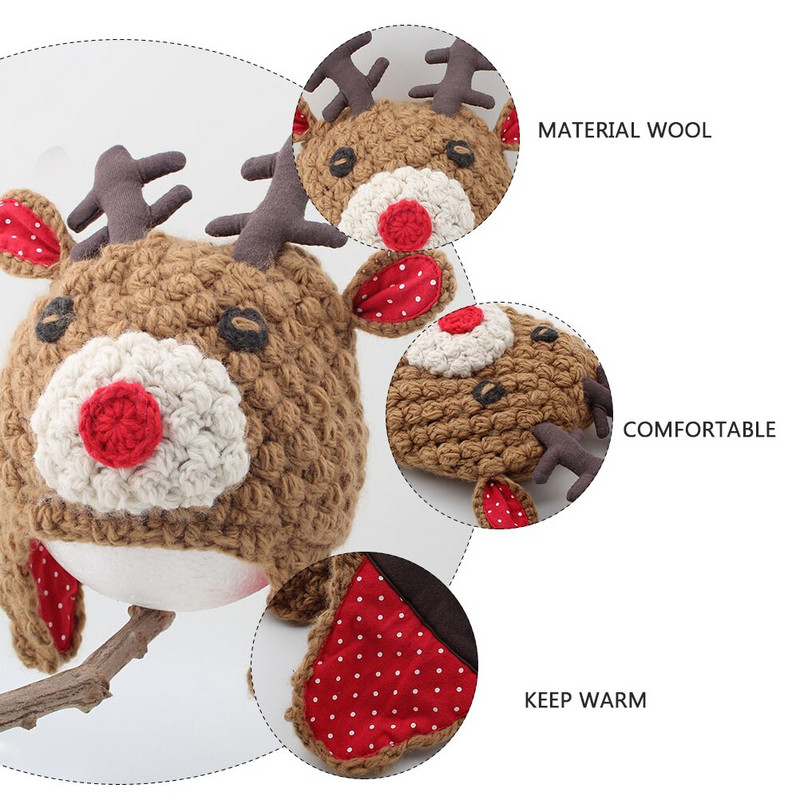 Müts Talvine Lastele Soe kootud Nokamüts Põhjapõdra jõulumüts Tüdrukutele Kingitus Hirvele isikupärastatud väikelapse sarved