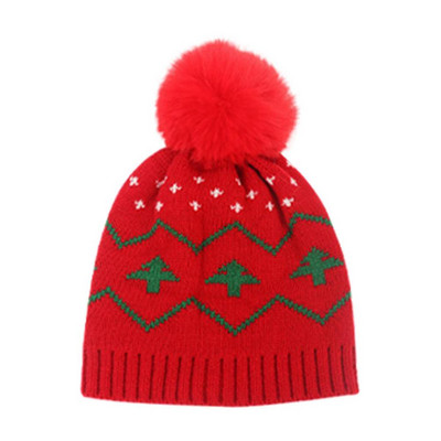 Vaikiška kalėdinė kepurė Elastinė vaikiška žiemos švenčių kepurė Unisex žieminė beanie megzta kepurė Snaigė Kalėdų eglutė Šilta sniego kepurė