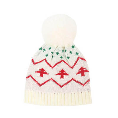 Vaikiška kalėdinė kepurė Elastinė vaikiška žiemos švenčių kepurė Unisex žieminė beanie megzta kepurė Snaigė Kalėdų eglutė Šilta sniego kepurė