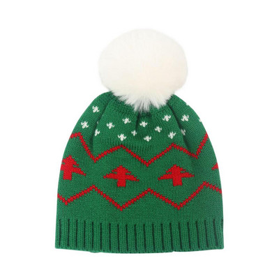 Vaikiška kalėdinė kepurė Elastinė vaikiška žiemos švenčių kepurė Unisex žieminė beanie megzta kepurė Snaigė Kalėdų eglutė Šilta sniego kepurė