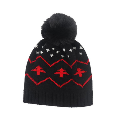 Vaikiška kalėdinė kepurė Elastinė vaikiška žiemos švenčių kepurė Unisex žieminė beanie megzta kepurė Snaigė Kalėdų eglutė Šilta sniego kepurė