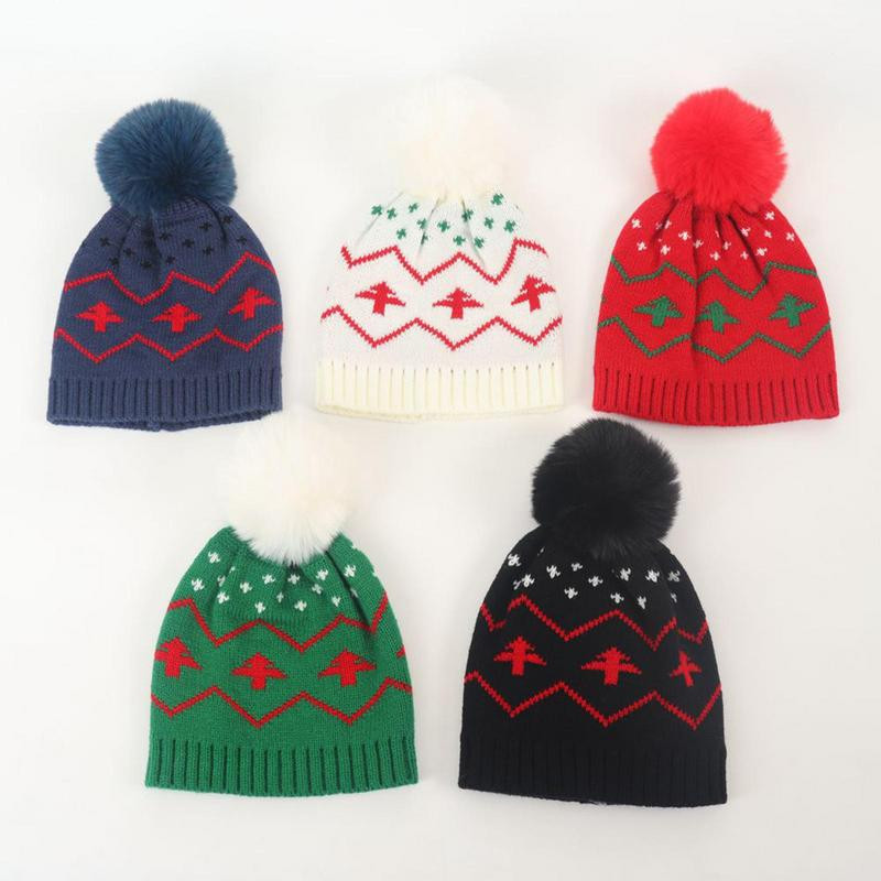 Vaikiška kalėdinė kepurė Elastinė vaikiška žiemos švenčių kepurė Unisex žieminė beanie megzta kepurė Snaigė Kalėdų eglutė Šilta sniego kepurė