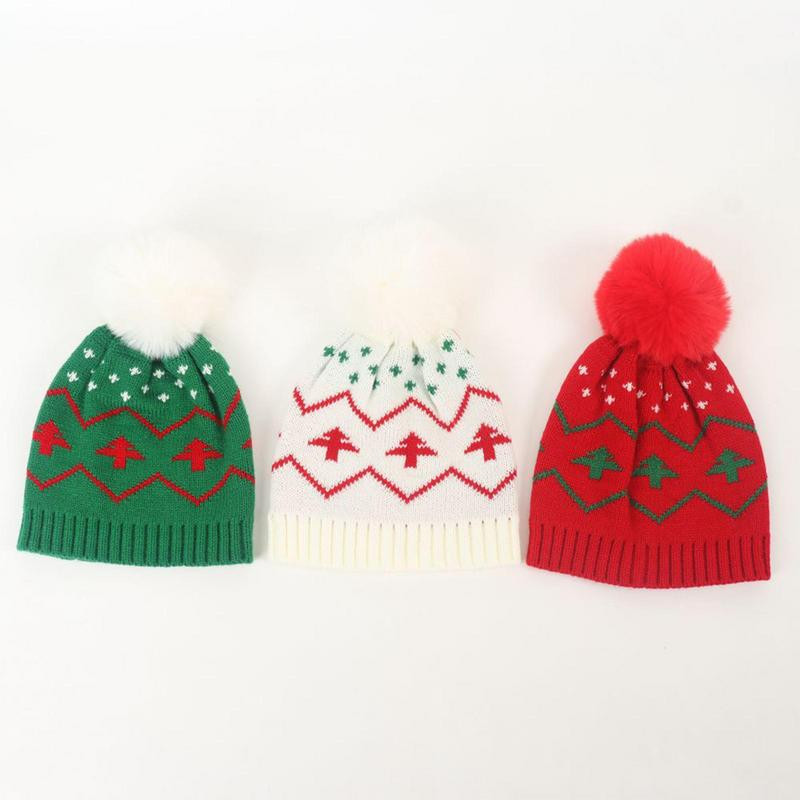 Vaikiška kalėdinė kepurė Elastinė vaikiška žiemos švenčių kepurė Unisex žieminė beanie megzta kepurė Snaigė Kalėdų eglutė Šilta sniego kepurė