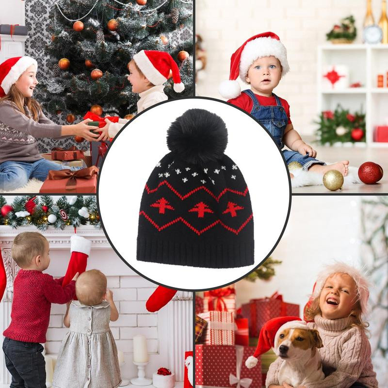 Vaikiška kalėdinė kepurė Elastinė vaikiška žiemos švenčių kepurė Unisex žieminė beanie megzta kepurė Snaigė Kalėdų eglutė Šilta sniego kepurė