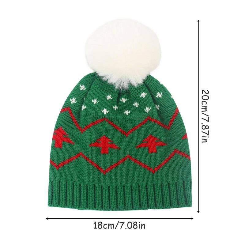Vaikiška kalėdinė kepurė Elastinė vaikiška žiemos švenčių kepurė Unisex žieminė beanie megzta kepurė Snaigė Kalėdų eglutė Šilta sniego kepurė