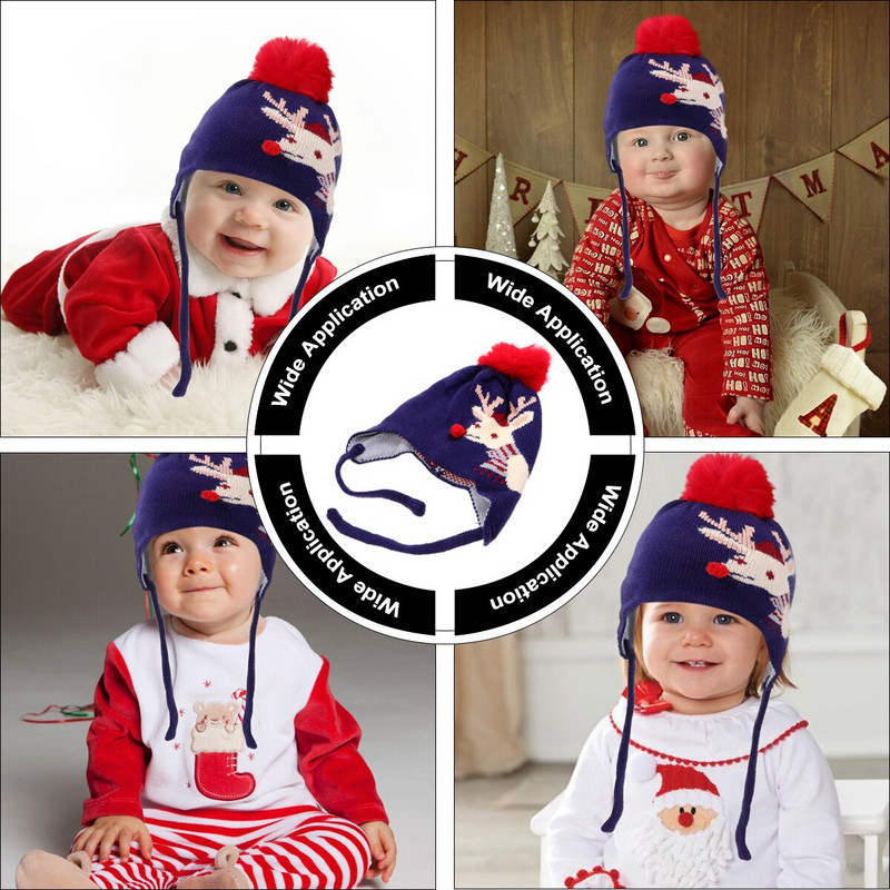 Kapa Topla dječja pletena kapa Šeširi Božićna zima Dojenčad Vuneni pamučni uzorak Elk Mekani pleteni sobovi Djevojčice, mala djeca, Dječja frizura