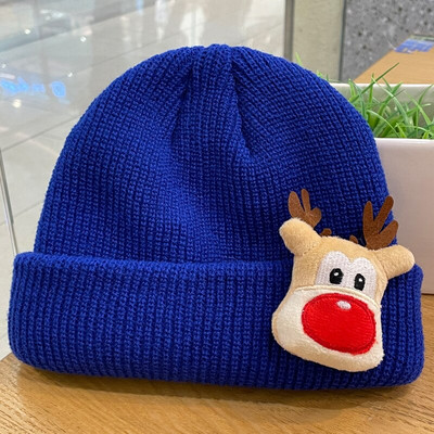 Коледна шапка с персонализирано име 3D карикатура Шапка за плетене на лосове Персонализирано бродирано име Топла вълнена шапка Детски коледен подарък Шапка