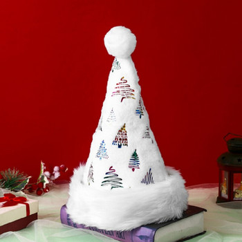 Λευκό μαλακό βελούδινο χριστουγεννιάτικο καπέλο για πάρτι νιφάδα χιονιού Καπέλα Άγιου Βασίλη Λευκό καπέλο Χριστουγεννιάτικης διακόσμησης Πρωτοχρονιάτικο Διακόσμηση Προμήθειες για γιορτινό πάρτι