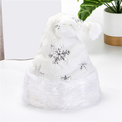 Valge pehme plüüsist jõulumüts Peo Lumehelves Jõuluvana Mütsid Valged Jõulukaunistus Müts Uusaasta Sisustus Pühade Peotarbed