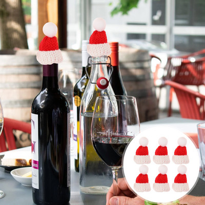 Kepurės Mini kalėdinės Kalėdų Senelio kepuraitės Medžių papuošalai Amatai Ledinukų dangtelis Butelis Clauswraps Viršutiniai buteliai Sniego senio papuošalai Pasidaryk pats Priedai