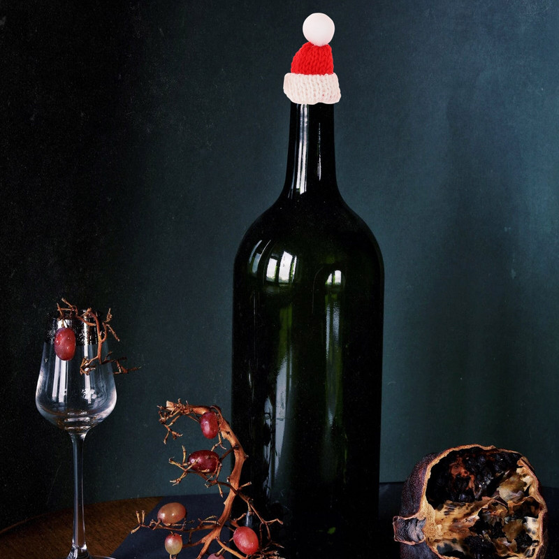 Kepurės Mini kalėdinės Kalėdų Senelio kepuraitės Medžių papuošalai Amatai Ledinukų dangtelis Butelis Clauswraps Viršutiniai buteliai Sniego senio papuošalai Pasidaryk pats Priedai