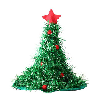 Коледна шапка за елха Коледна бляскава парти рокля Коледна шапка Блестяща сърма Коледна елха Шапка за зелена рокля за възрастни и деца