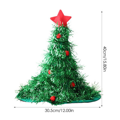 Pălărie de Crăciun Pălărie de Crăciun cu sclipici pentru petrecere Pălărie de Crăciun Pălărie strălucitoare pentru pom de Crăciun Rochie verde pentru adulți și copii