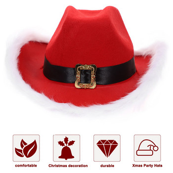 Καπέλο Χριστουγέννων Santa Cowboy Hatsparty Claus κοστούμι Lightcap Cowgirlled Red Adult Adults Cosplay Holiday Funny Flashing Prop