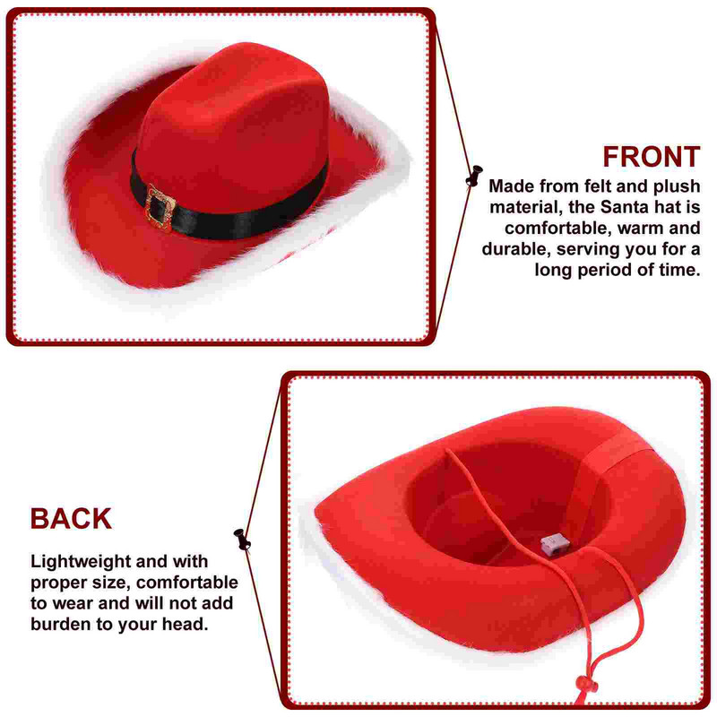 Jõulumüts Jõuluvana kauboi Mütsipidu Claus Kostüüm Lehmatüdruk Punane Täiskasvanud Cosplay Puhkus naljakas vilkuv rekvisiit