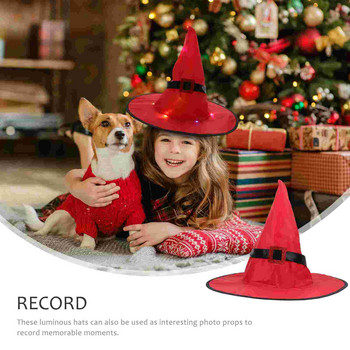 2 бр. 1 комплект удобни шапки на Дядо Коледа Лампи за сценично оформление Празнични LED лампи (червени)