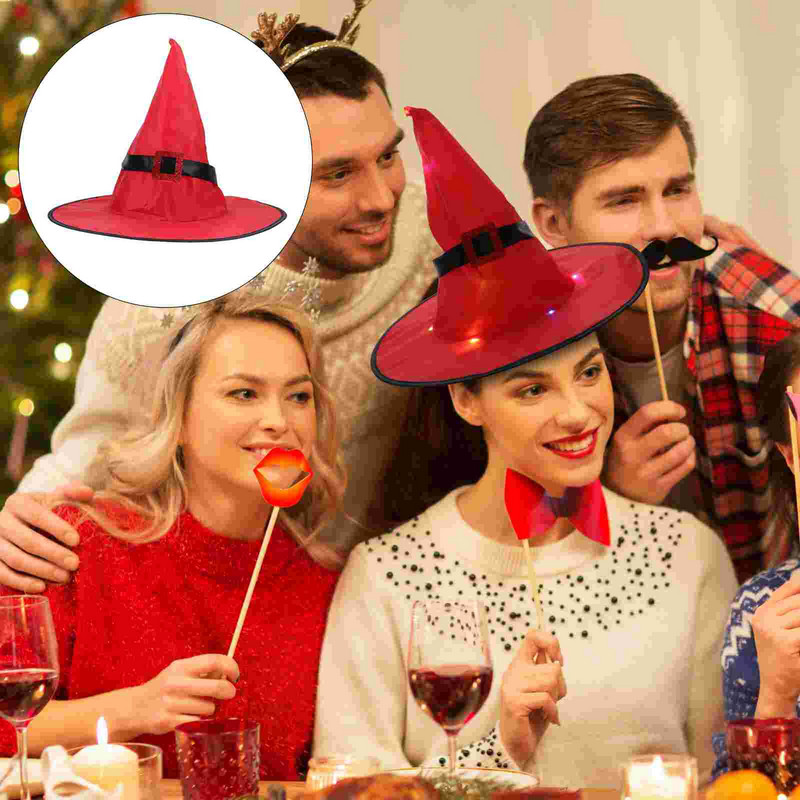 2 kom. 1 set udobnih kapa Djeda Mraza, svjetiljke za scenski raspored, svečane LED svjetiljke (crvene)