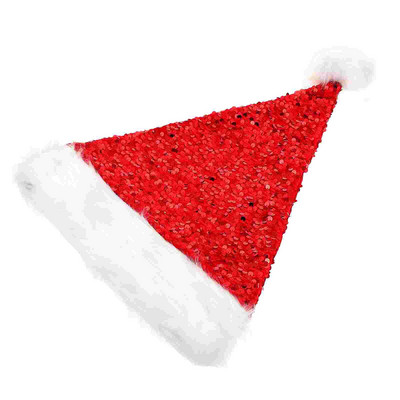 Χριστουγεννιάτικο Καπέλο Αϊ-Βασίλη Καπέλα για πάρτι Καπέλα γιορτινή βελούδινη παγιέτα Favorclaus Merry Cap Red Custom Supplies Year New Giftbulk Kid