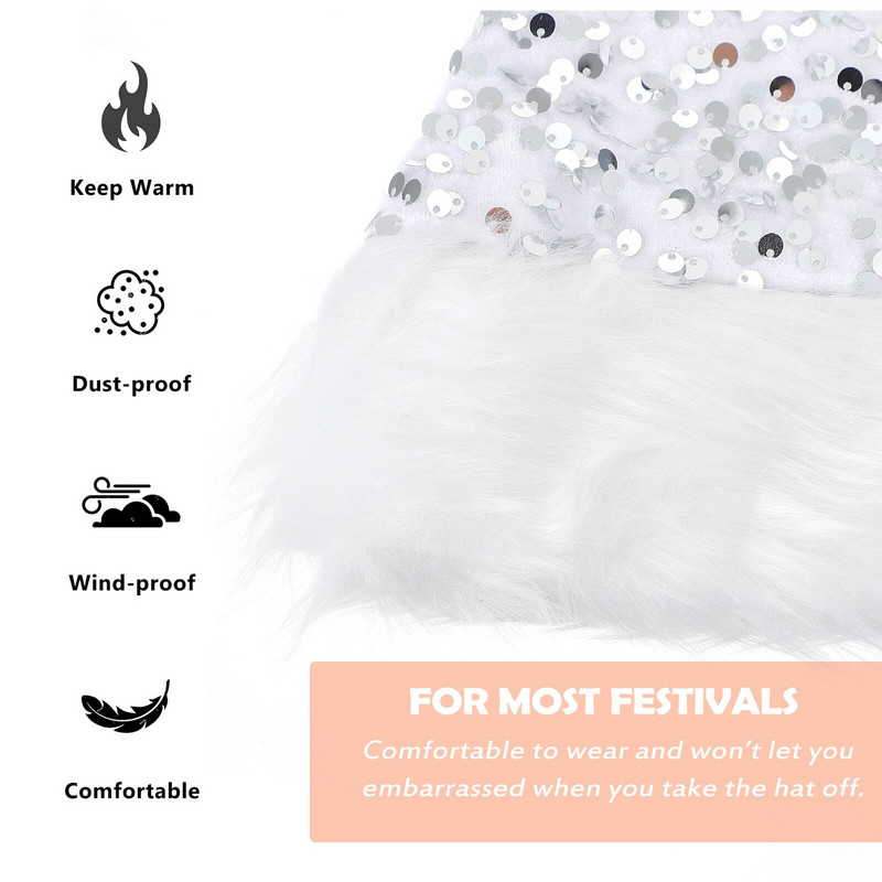 Χριστουγεννιάτικο Καπέλο Αϊ-Βασίλη Καπέλα για πάρτι Καπέλα γιορτινή βελούδινη παγιέτα Favorclaus Merry Cap Red Custom Supplies Year New Giftbulk Kid