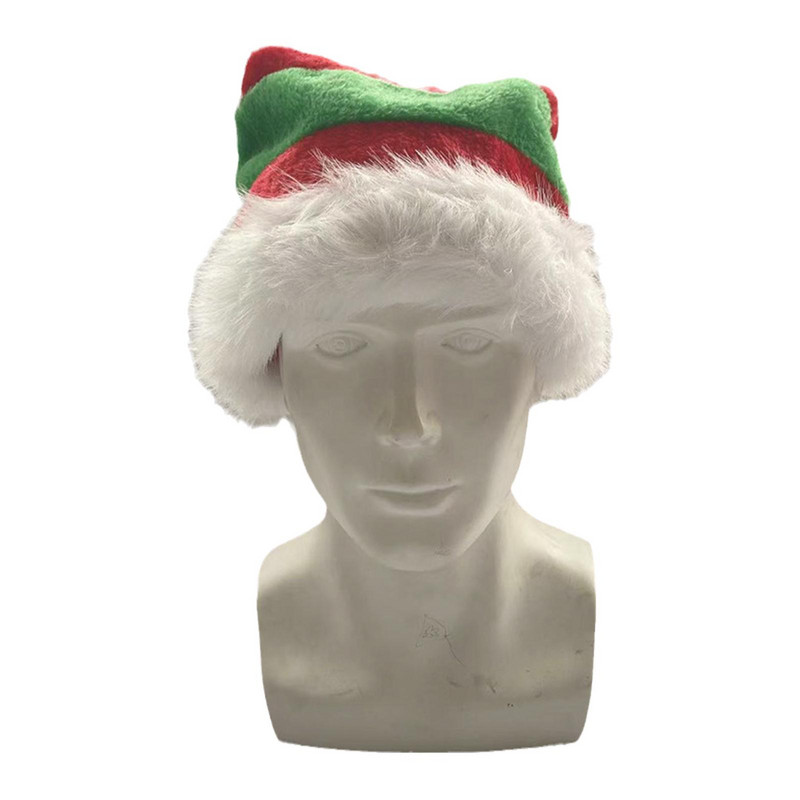 Jõulupäkapikumüts Loominguline punane roheline triibuline plüüsis jõulumüts Täiskasvanutele lastele Jõulupeokostüümi aksessuaar Pühadekaunistuse kingitus