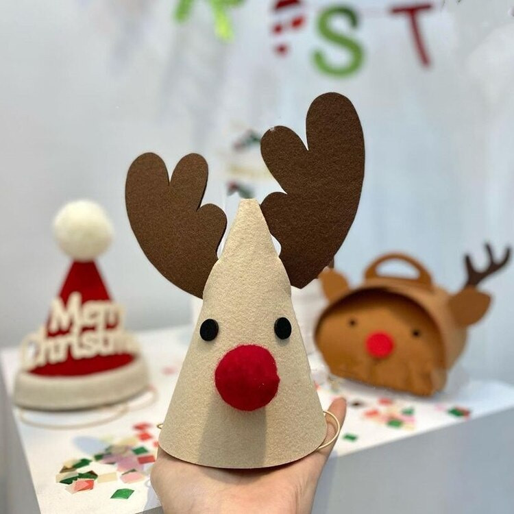 Coroana de Crăciun La mulți ani Pălărie de Crăciun Fericit Roșu Verde Închis Maro Ren