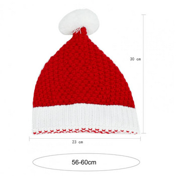 Χριστουγεννιάτικο καπέλο Πλεκτό Λευκό Πομπον Χειροποίητο Φλάντζα Φόρεμα Αξεσουάρ Μάλλινο νήμα Γυναικείο Ανδρικό καπέλο Άγιου Βασίλη για εξωτερικούς χώρους