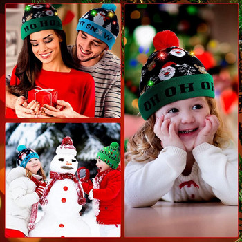 Χριστουγεννιάτικο Πολύχρωμο Φωτεινό Καπέλο Πλεκτά Χριστουγεννιάτικα Καπέλα Γέρος Χριστουγεννιάτικο Καπέλο για Ενήλικες και Παιδιά Δώρο Πρωτοχρονιάς 2022