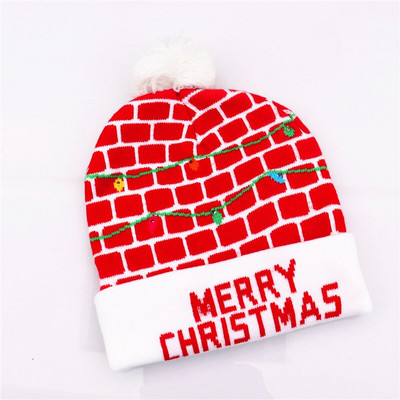 Jõuluvärviline helendav müts Kootud jõulumütsid Vanamehe jõulumüts täiskasvanutele ja lastele 2022. aasta uusaasta kingitus