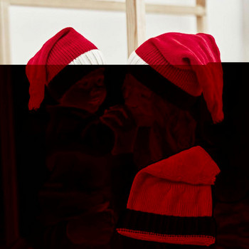 Πλεκτό χριστουγεννιάτικο καπέλο 2022 Χαριτωμένο πομπόν Παιδί για ενήλικες Santa Kids Beanie Διακόσμηση Noel Navidad Νέο πάρτι δώρου Natal Soft Year P5q0