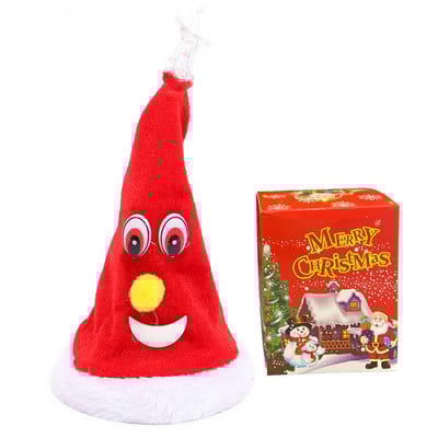 Električni božićni šešir Plišana igračka Dječje igračke Poklon Pjevajte Svjetleća ljuljačka Glazba Božićni šeširi za božićno drvce Dekoracija Igračka za zabavu