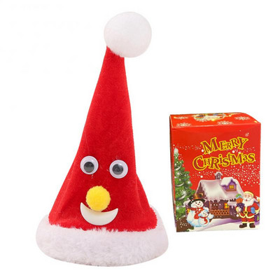 Električni božićni šešir Plišana igračka Dječje igračke Poklon Pjevajte Svjetleća ljuljačka Glazba Božićni šeširi za božićno drvce Dekoracija Igračka za zabavu