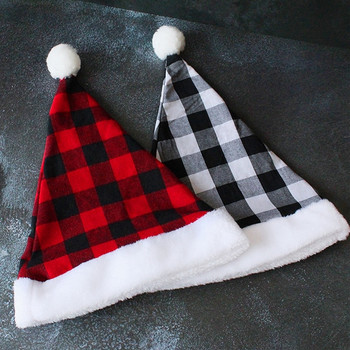 31X41CM Νέα Χριστουγεννιάτικα Καπέλα Άγιου Βασίλη Κόκκινο μαύρο καρό Χριστουγεννιάτικο καπέλο Χριστουγεννιάτικα διακοσμητικά για το σπίτι Χριστουγεννιάτικο καπέλο