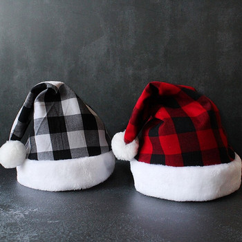 31X41CM Νέα Χριστουγεννιάτικα Καπέλα Άγιου Βασίλη Κόκκινο μαύρο καρό Χριστουγεννιάτικο καπέλο Χριστουγεννιάτικα διακοσμητικά για το σπίτι Χριστουγεννιάτικο καπέλο