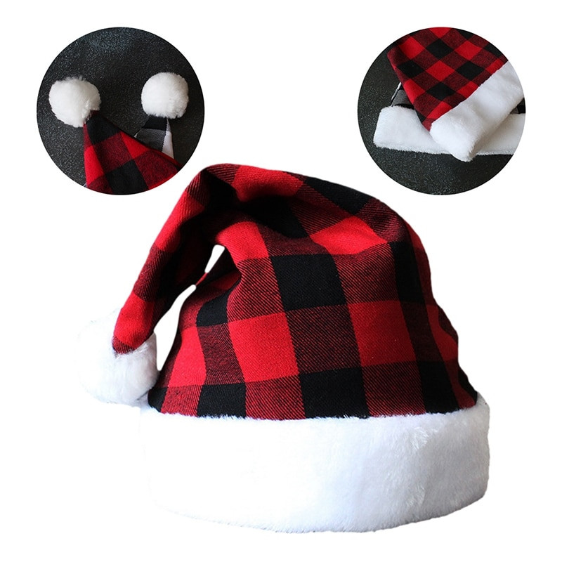 31X41CM Nove božićne kape Djeda Mraza Crvena crna karirana božićna kapa Božićni ukrasi za dom Božićna kapa