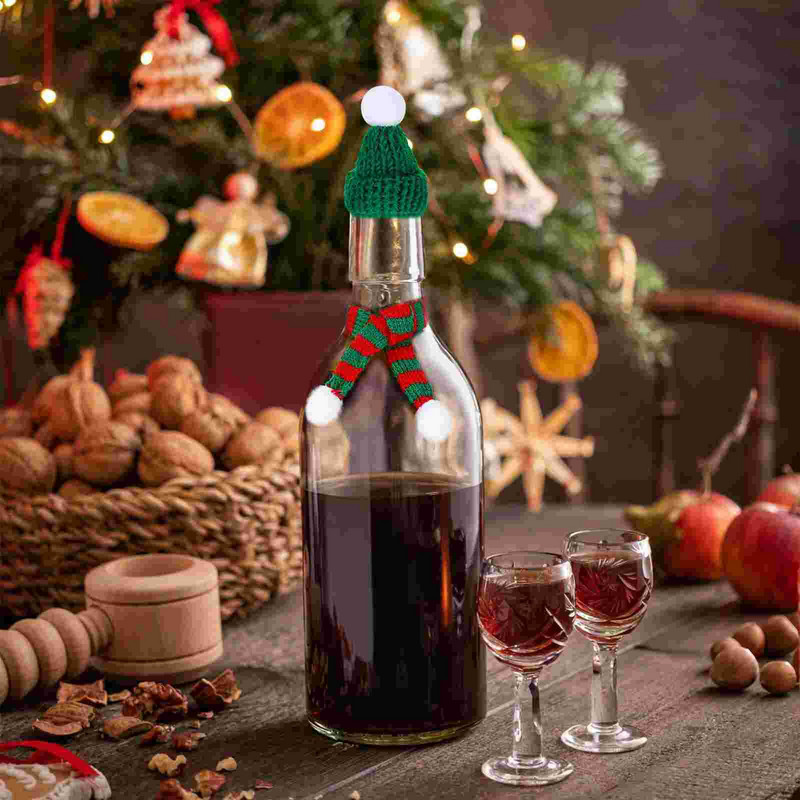 Kape Djeda Mraza Mini božićni šešir Rukotvorine Šal Sićušne male bočice od vina Ukrasi Ukrasi Kapi minijaturni poklopac Boce Gornji kostim