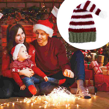 Χριστουγεννιάτικο καπέλο Πλεκτά Καπέλα Elf Party Santa Beanie Cap ριγέ ριγέ φόρεμα στηρίγματα Φωτογραφία Claus Outfits Μάλλινα καλύμματα κεφαλής